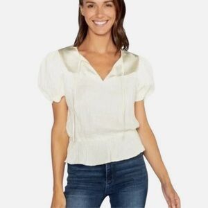 S'edge Apparel Mila Romantic blouse in Frosting